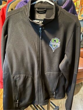 GIII Black Seattle Sounders FC Lightweight Full-Zip Jacket
